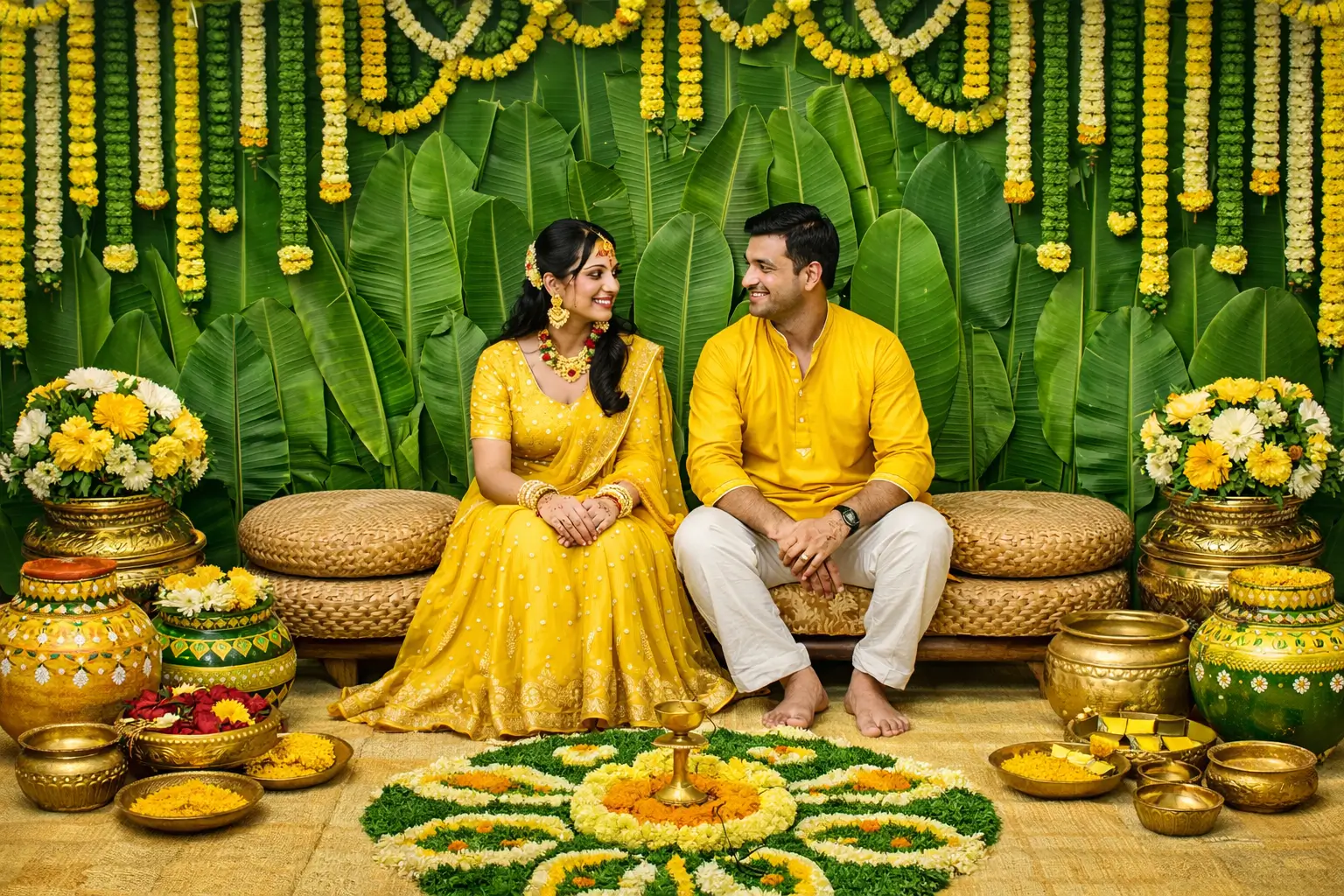 Yellow & Green Haldi Decoration