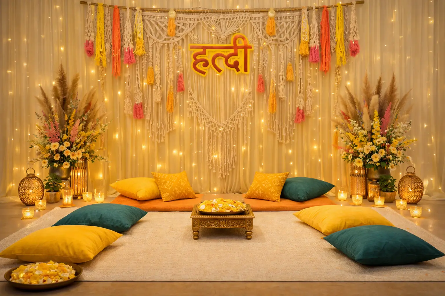Boho Theme Haldi Decoration