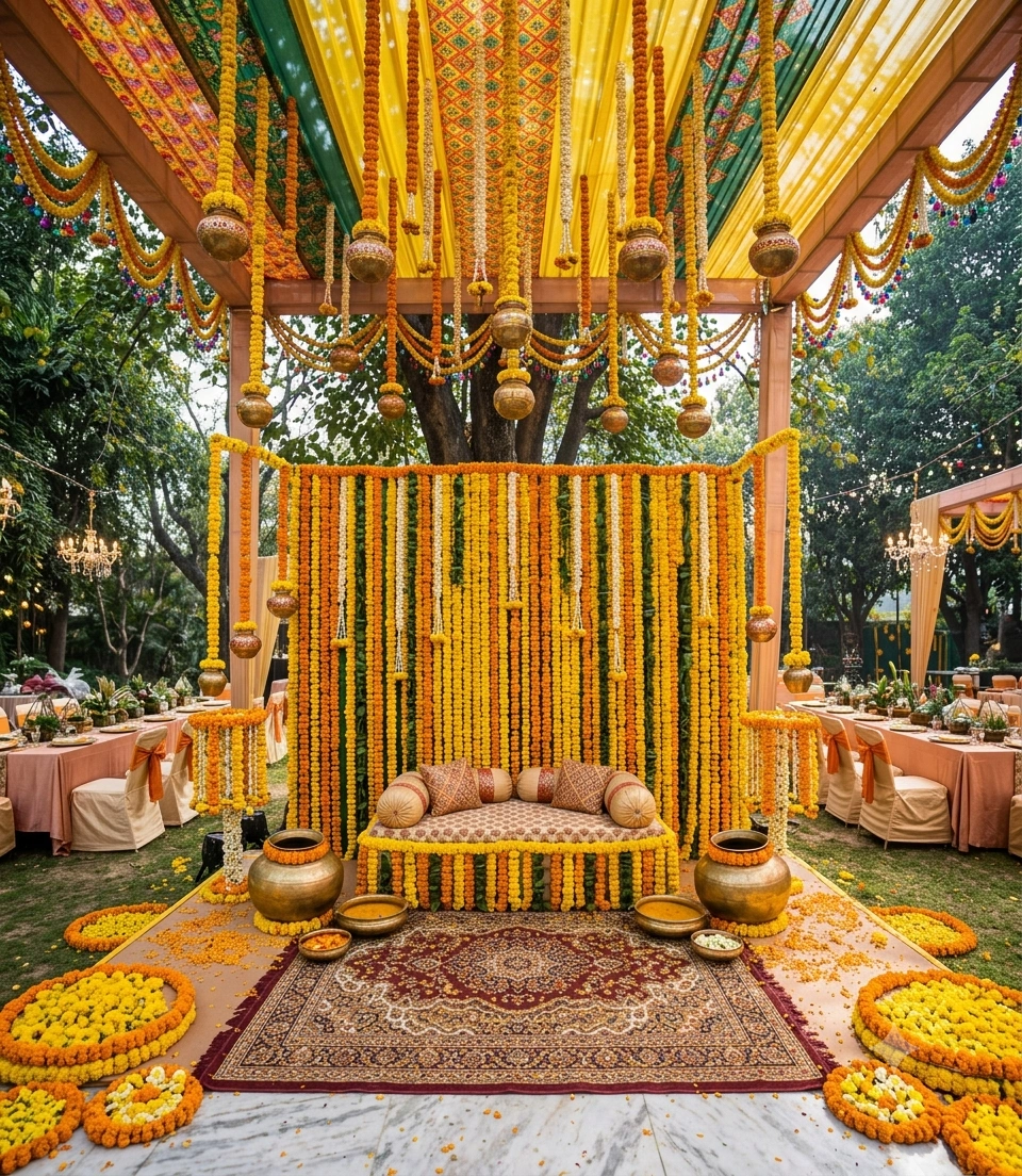Haldi Ceremony Marigold Decoration