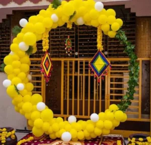 Premium Haldi Decoration with Floral Backdrop & Swing