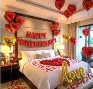 Red Rose Heart Anniversary Balloon Decoration