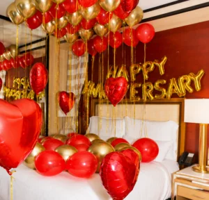 Romantic Anniversary Room Decoration with Candles