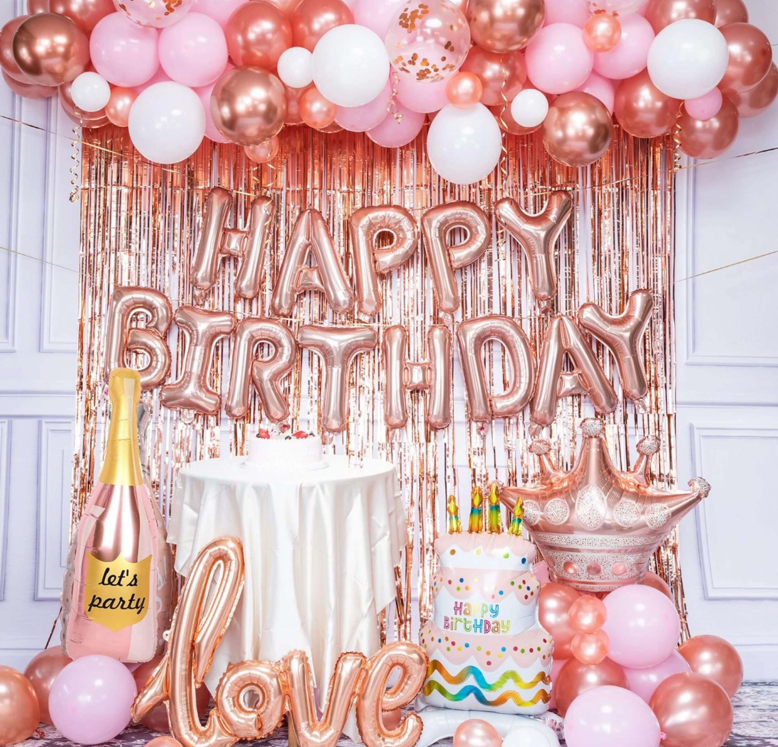 Rose Gold Surprise Birthday Decoration