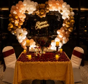 Valentine Candlelight Dinner Setup for Two
