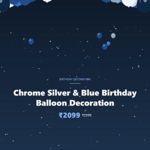 Chrome Silver & Blue Birthday Balloon Decoration
