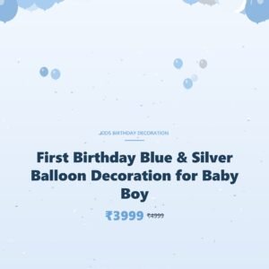 First Birthday Blue & Silver Balloon Decoration for Baby Boy