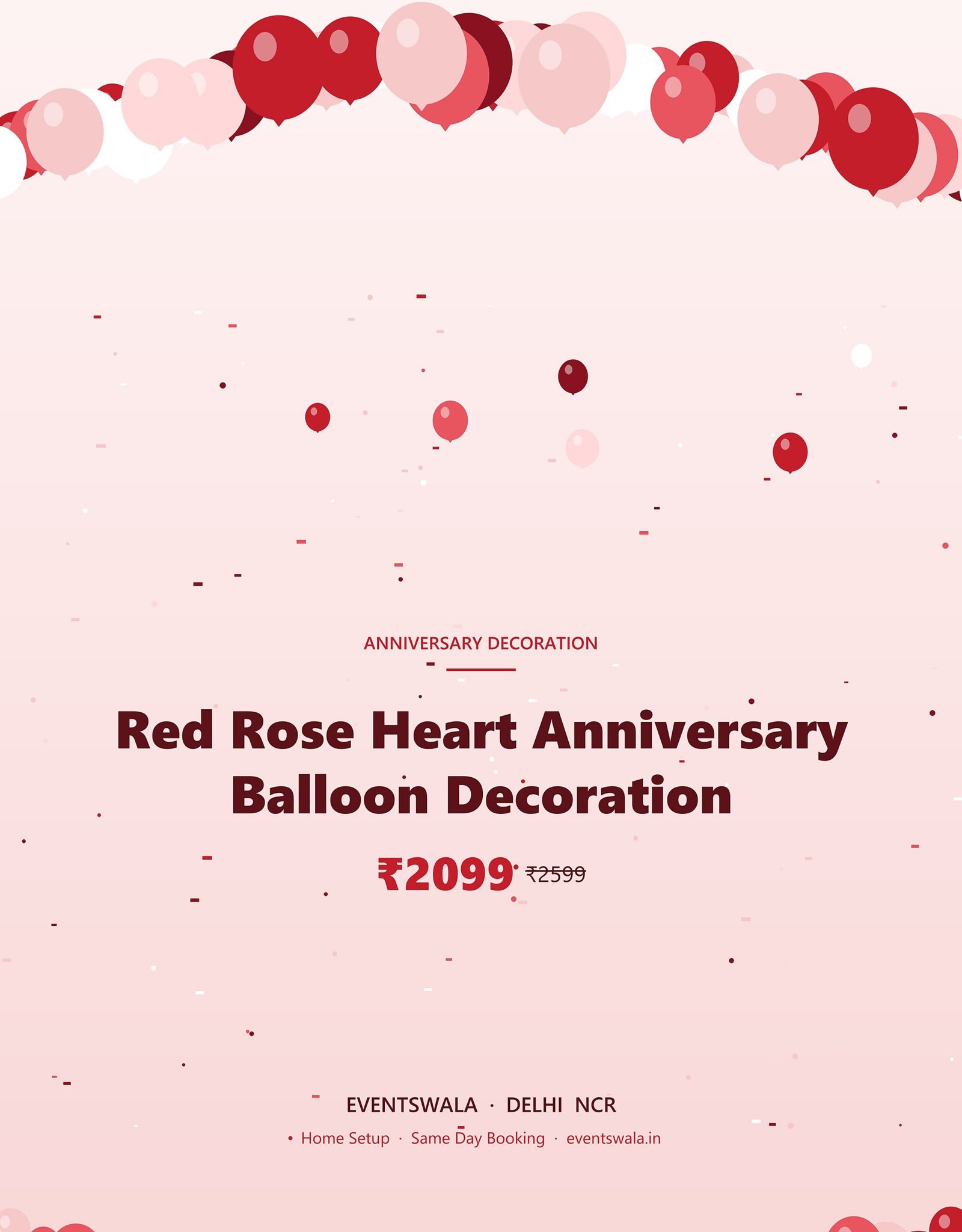 Red Rose Heart Anniversary Balloon Decoration